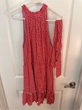 Pink Polka Dot Halter Tie-Neck Dress by BTFBM